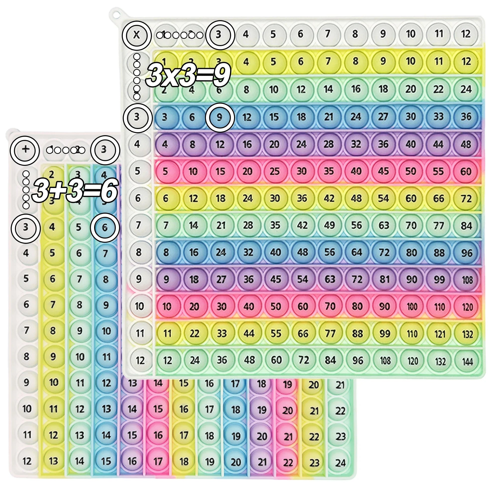 Numbers 12x12 Multiplication 12+12 Addition Math Games Fidget Toy Quick Push Educational Learning Toys with Push Bubbles for Kid