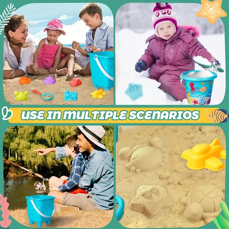 16pcs Children's Beach Toy Set Baby Playing In Water And Beach Large Sand Shovel Beach Bucket Sand Digging Tool Sand Toys