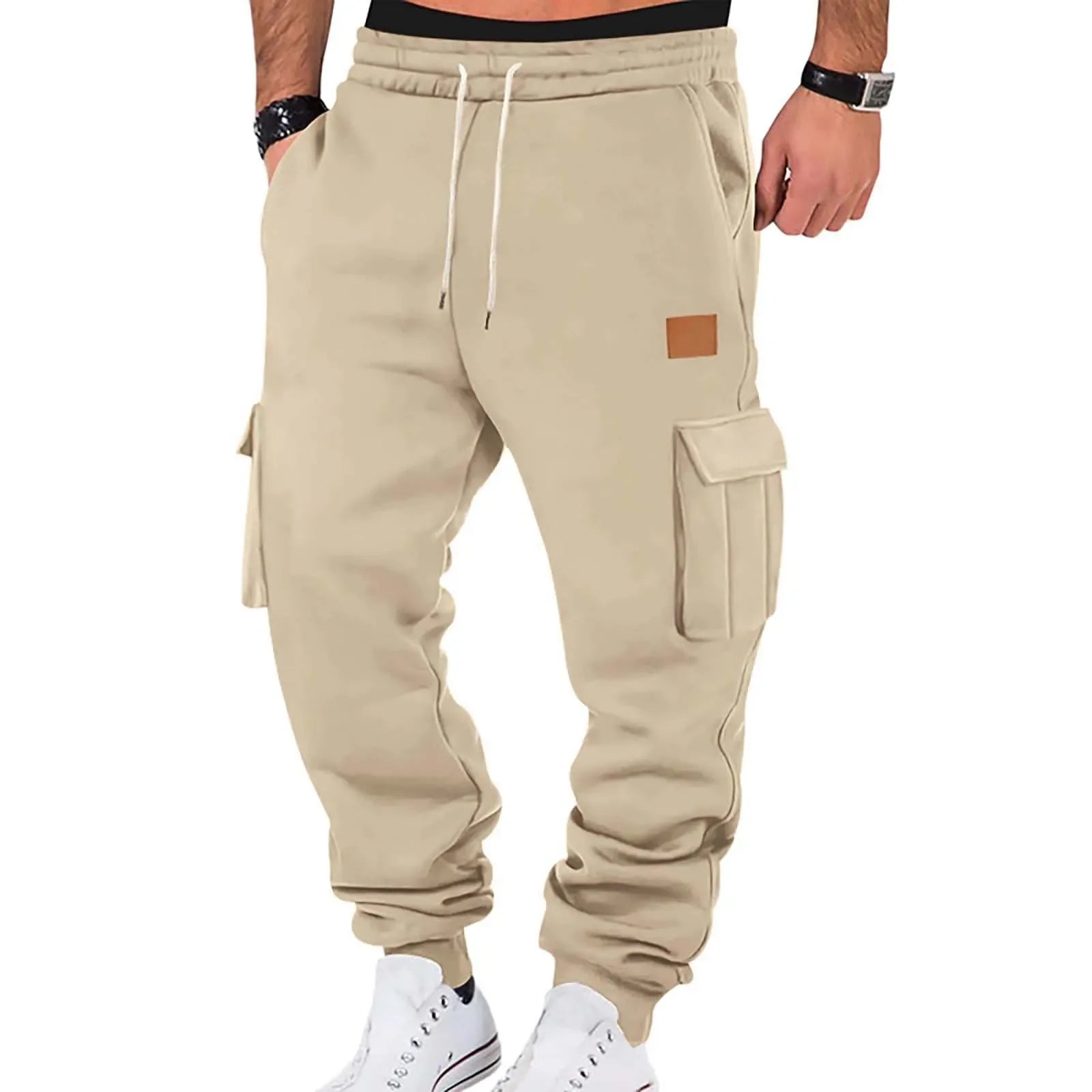 Men's Cargo Pants 2025 New Casual Loose Autumn Winter Straight Baggy Pants Multi-Pockets Solid Color Pinting Sweatpants ﻿