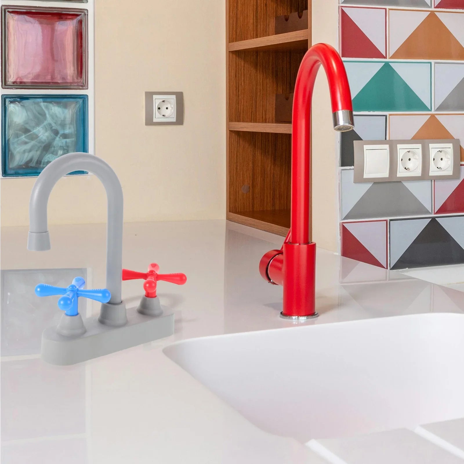 Realistic Kitchen For Kids Safe Portable Pretend Play Sink Accessories High Simulation Design Children'S Kitchen Faucet Set