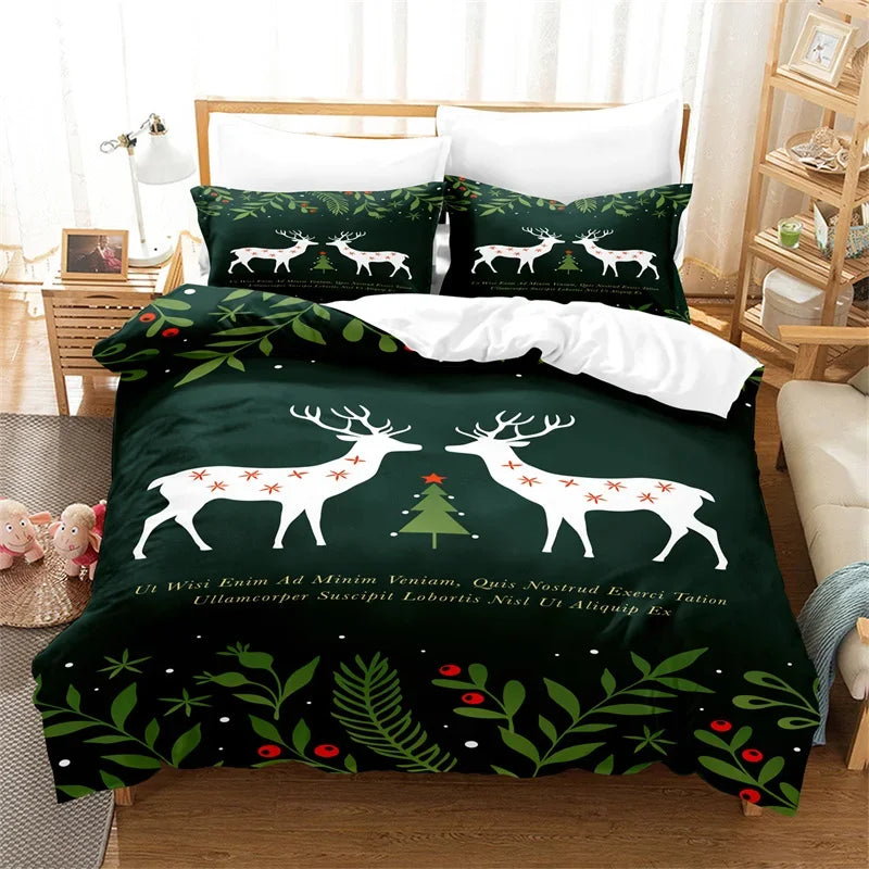 Christmas Green Duvet Cover Fashion Girls Boys Bedding Set Queen Double Bed Set Comforter Set Children Bedding Duvet Cover
