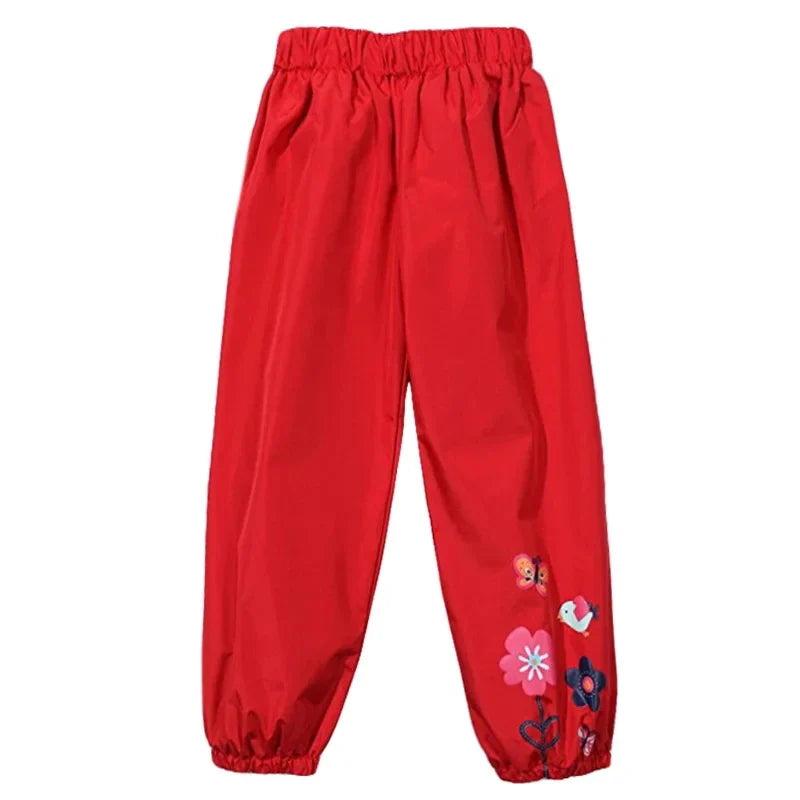 Baby Clothes Waterproof Rain Pants Candy Color Flower Pattern Boys Girls Pants Spring Autumn Outdoor Rain Trousers Kids Clothing