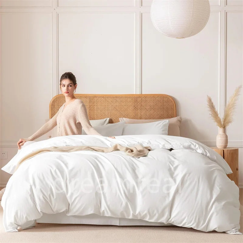 100% Cotton Bed Linen Bedding Set Washed Cotton Four Pieces Bed Sheet Set Comforter Sets Dolid Double Couple Bed Quilt Cover