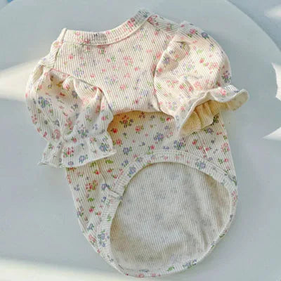 Floral Dog Clothes Pullover Hoodies Shirt Sweatshirts Bubble Sleeve O-Neck Cat Clothing For Small Dogs Chihuahua Pet Apparel #18