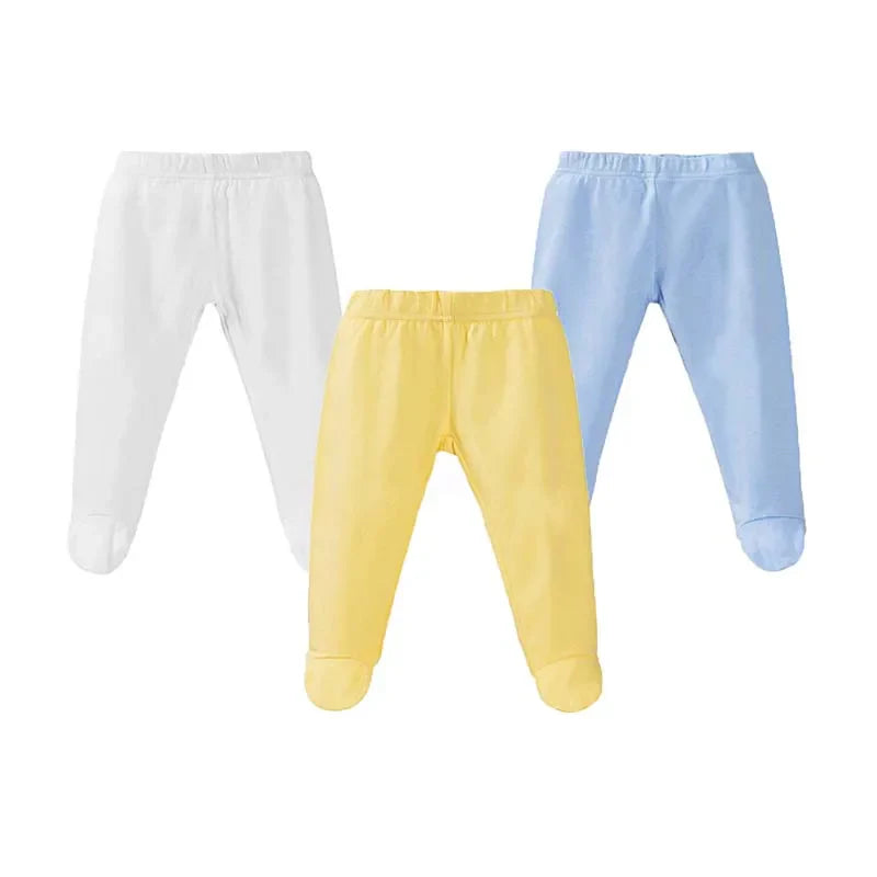 Newborn Baby Boys Girls Pants 0 To 12 Months 100% Cotton Leggings Solid Color Foot Wrap Elastic Waist Trousers Baby Clothing