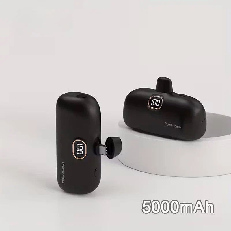 Mini Capsule 5000mAh High Capacity Power Bank Portable Wireless Fast Charging External Battery For iPhone Huawei Samsung Xiaomi