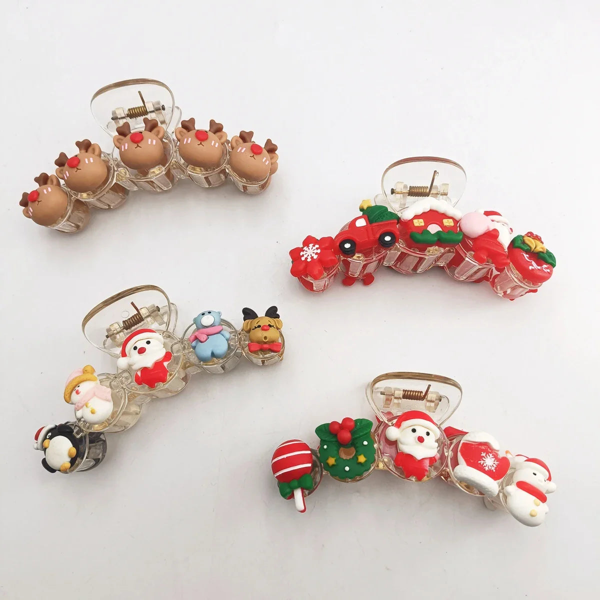 Christmas Transparent Acrylic Hair Clip New Cute Large Hair Claw Barrettes Santa Claus Hairpin Hair Accessories Headwear