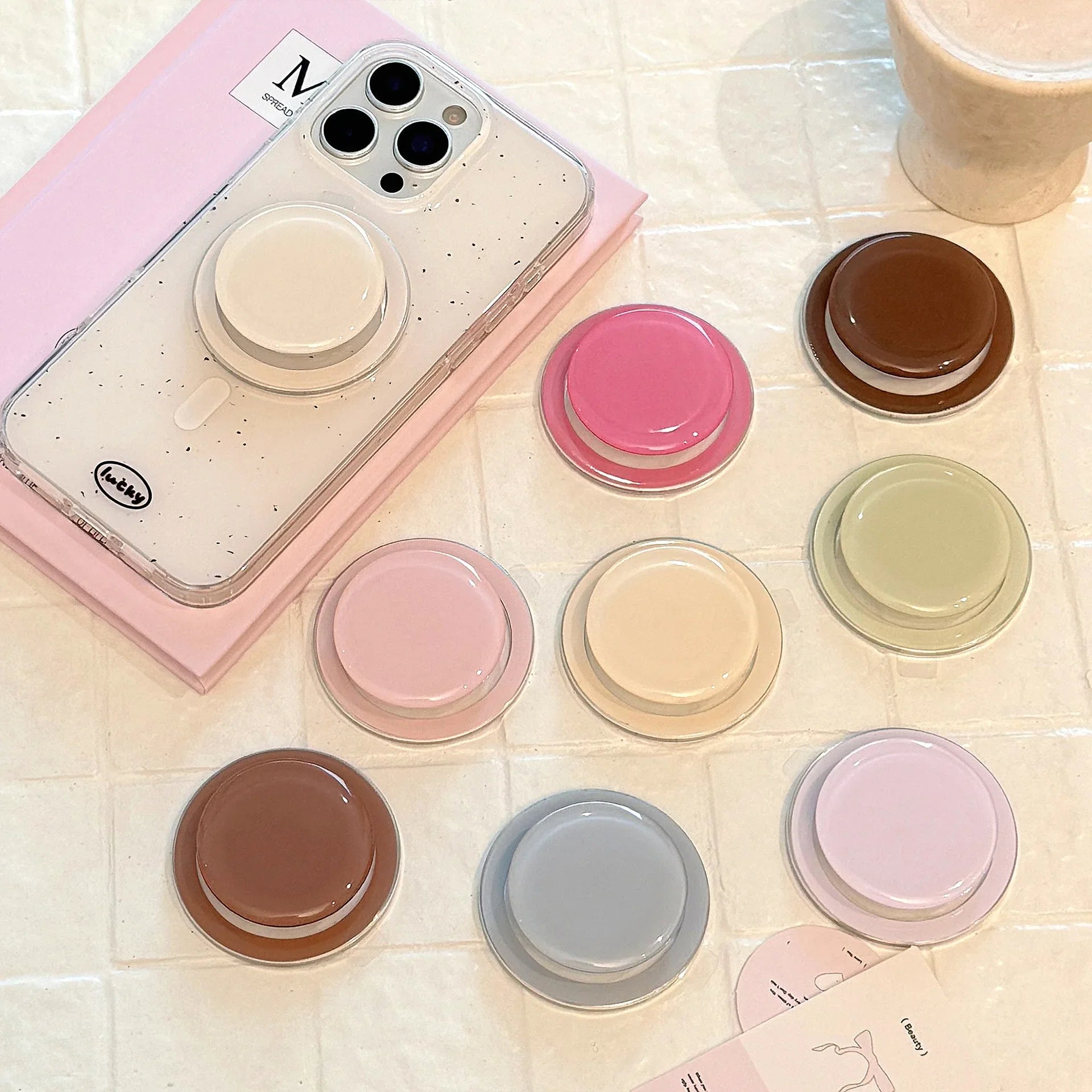 Solid Color Minimalist Magnetic Phone Holder for iPhone 16 15 14 13 12 MagSafe Grip Stand Kickstand in Multiple Colors